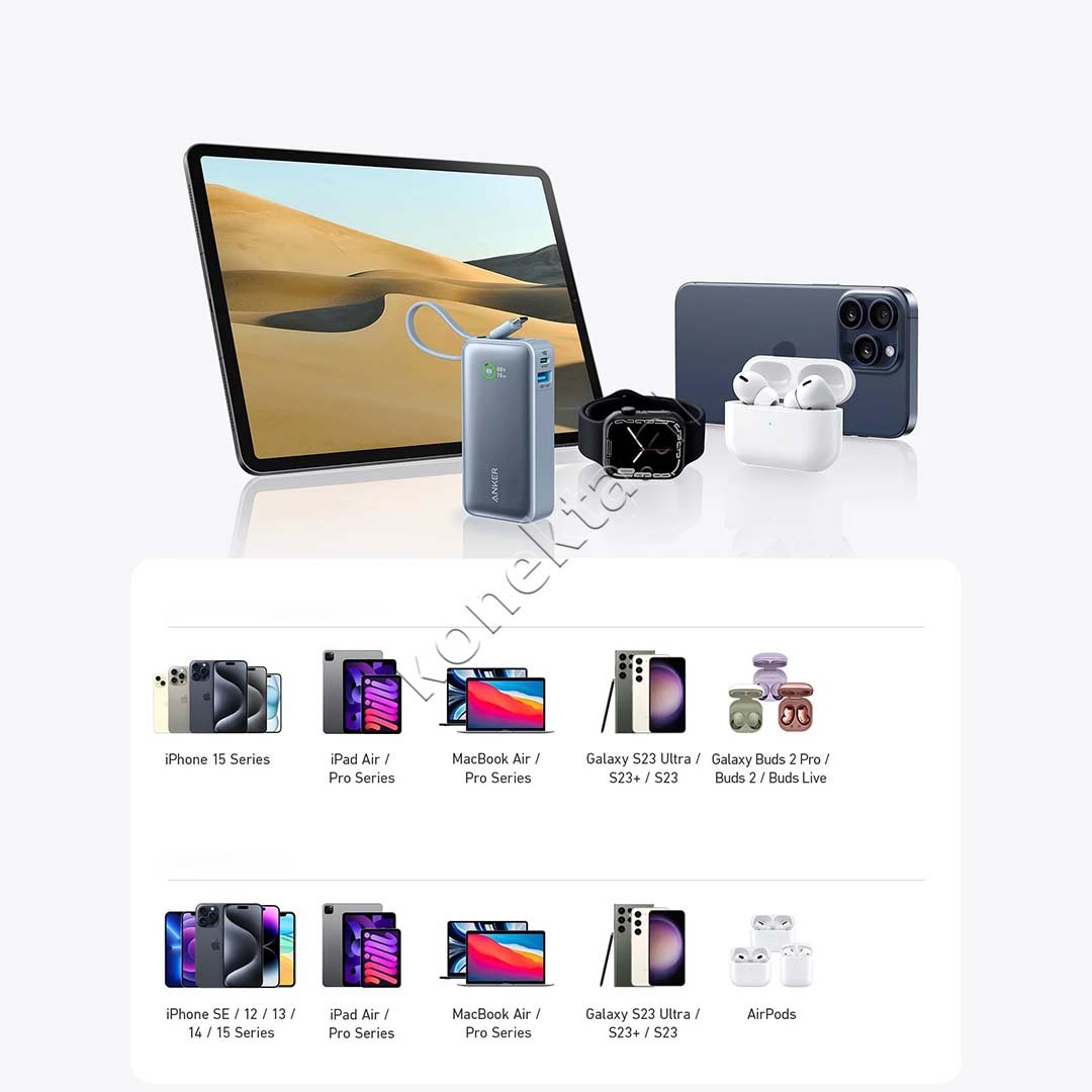 Anker 10000mAh Battery 30W Me Fishe Type-C Te Terheqshme - Thumbnail 5