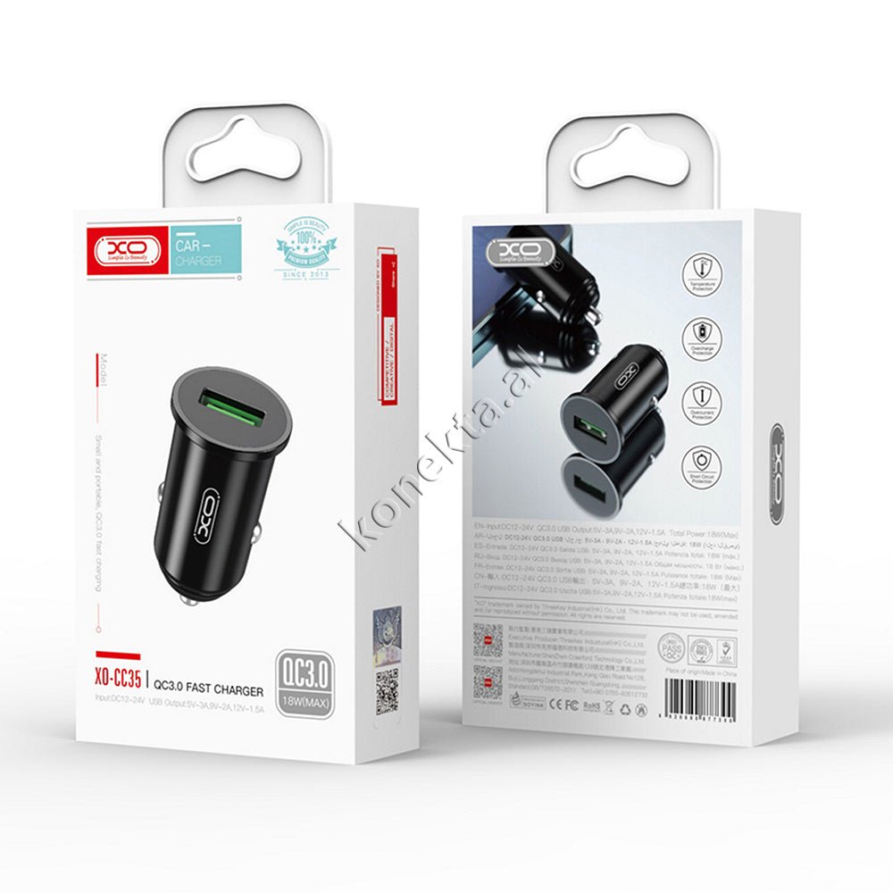XO 18W Car Charger with One USB Port - Thumbnail 2