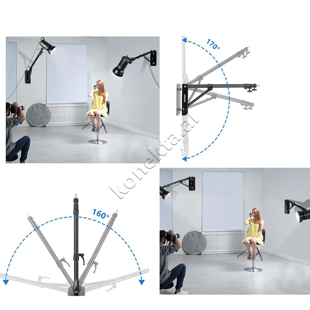 tjetertjeter Mbajtese Horizontale Me Montim Ne Mur Per Drita, Softbox etj. - Thumbnail 3