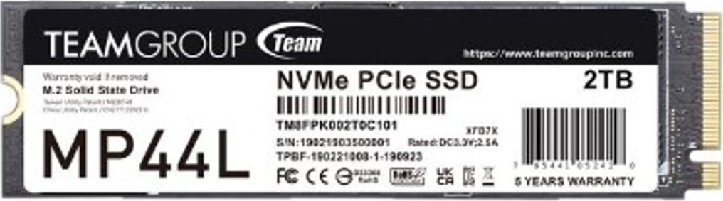TeamGroup MP44L SSD, 2TB, M.2 2280 PCI-E x4 Gen4 NVMe - Image 1