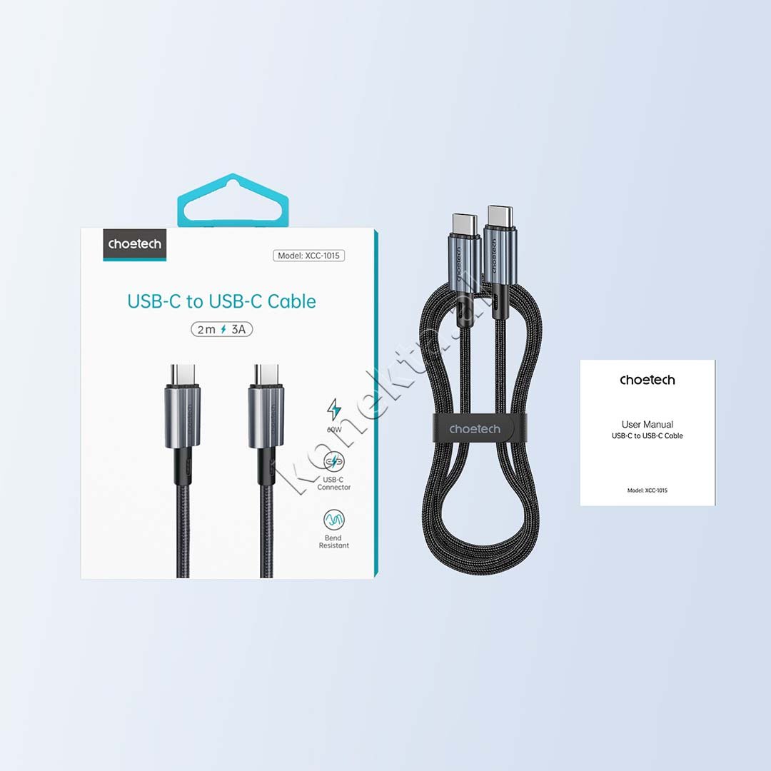 Choetech Type-C Charging Cable, 60W, 2m, Black - Thumbnail 7