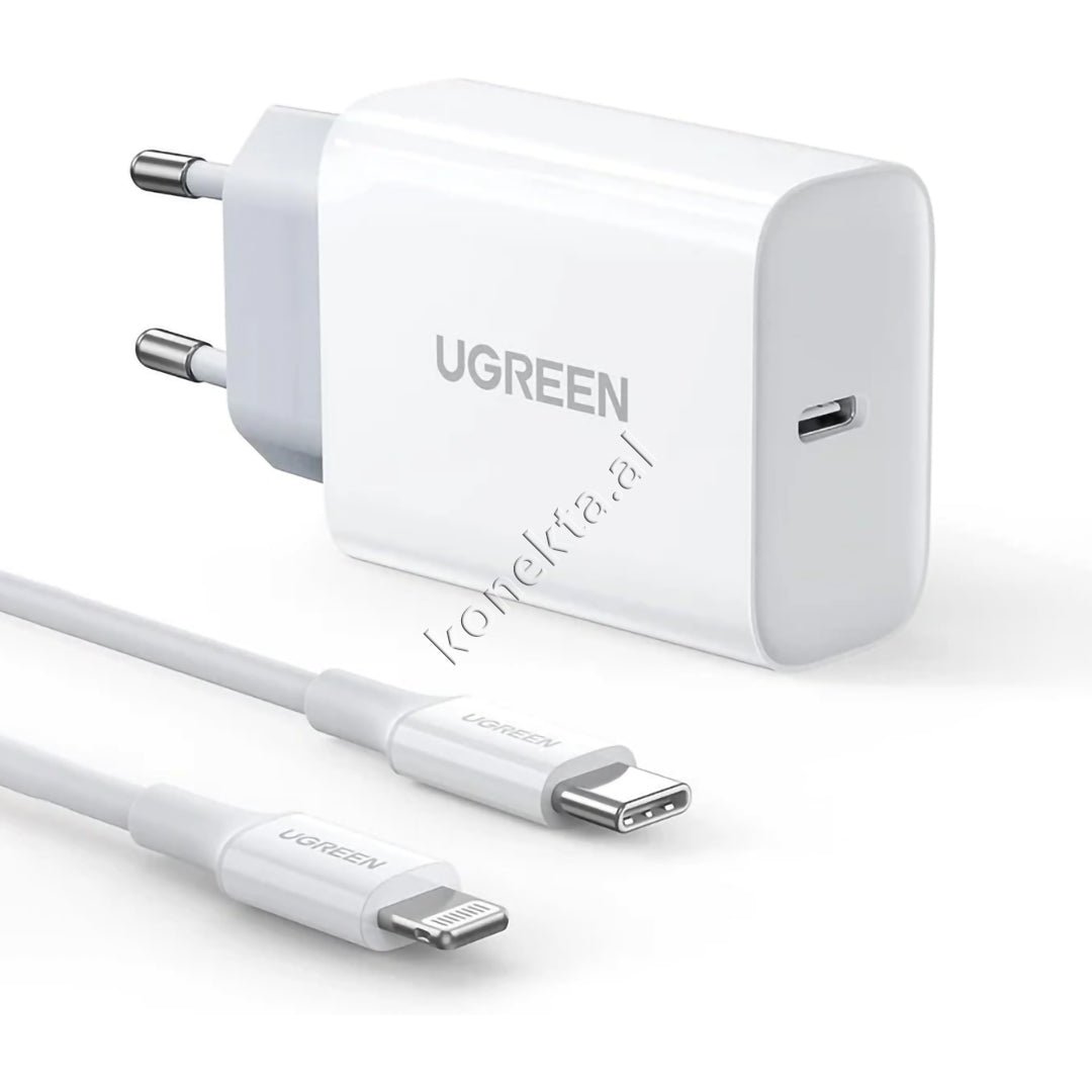 UGreen Fast Charger Adapter, White, 20W, Lightning - Image 1