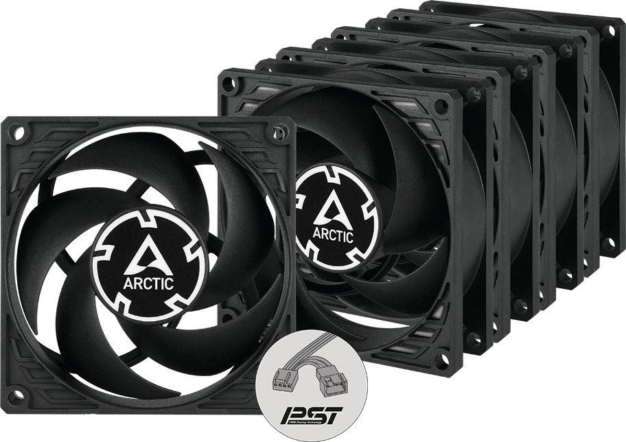 Arctic P8 PWM PST Fan, 5 Pieces, Black - Image 1