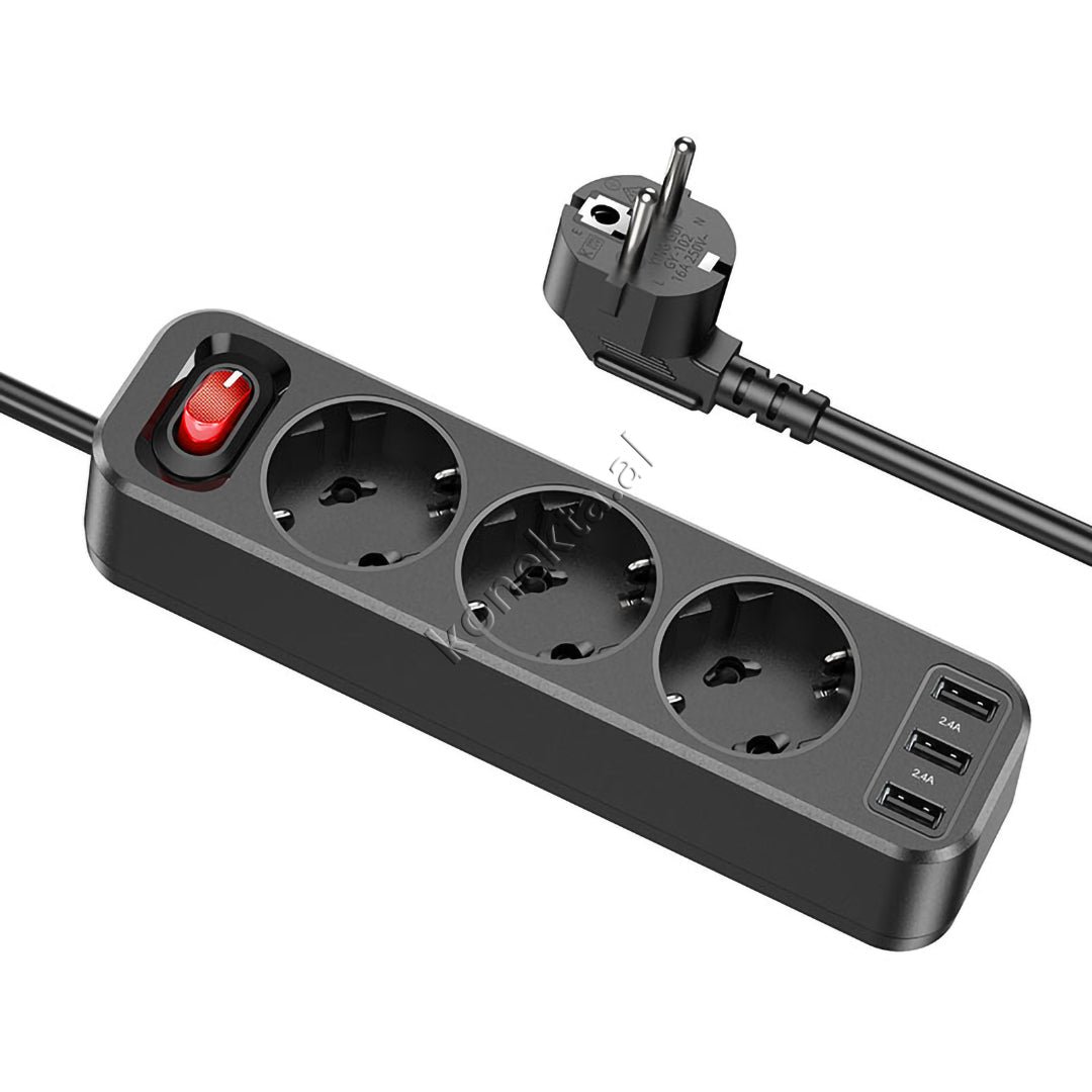 XO Multiprize 3 Vendeshe Power Strip, 4000W, 3 Porta USB 2.4A - Thumbnail 2