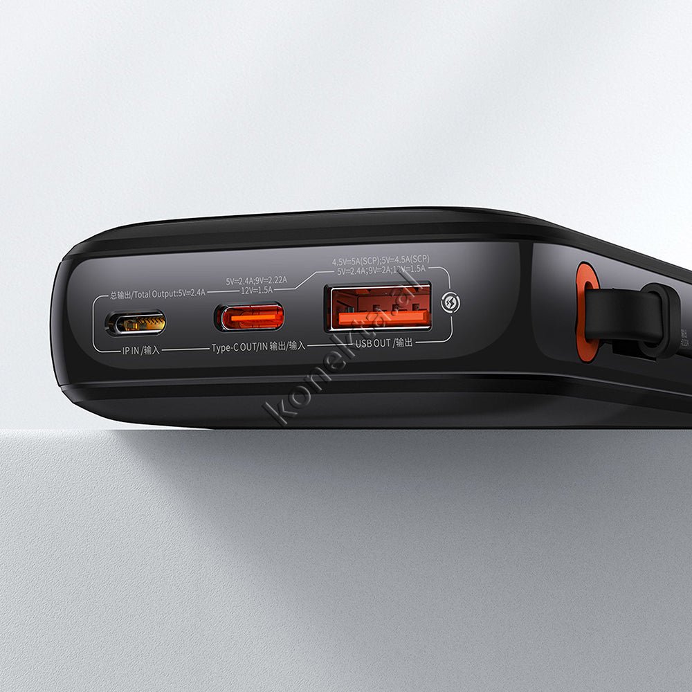 Baseus 20W 10000mAh External Battery, Black, With 2 Ports and Lightning Cable - Thumbnail 10