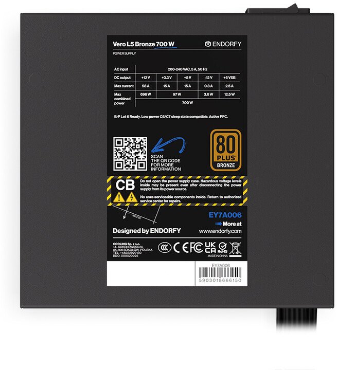 Endorfy Vero L5 Bronze EY7A006 Power Supply, 700W - Thumbnail 6