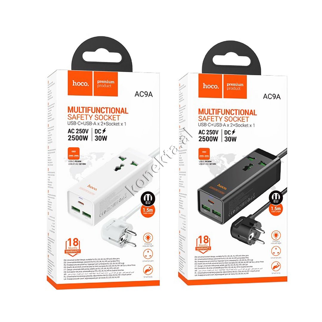 Hoco Charger, 1 Socket, 2 USB Ports, 1 Type-C Port, 30W - Thumbnail 3