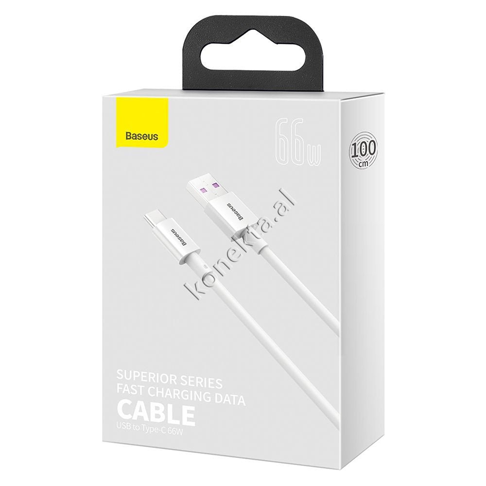 Baseus Superior Series Type-C Cable, 66W, 1m, White - Thumbnail 2
