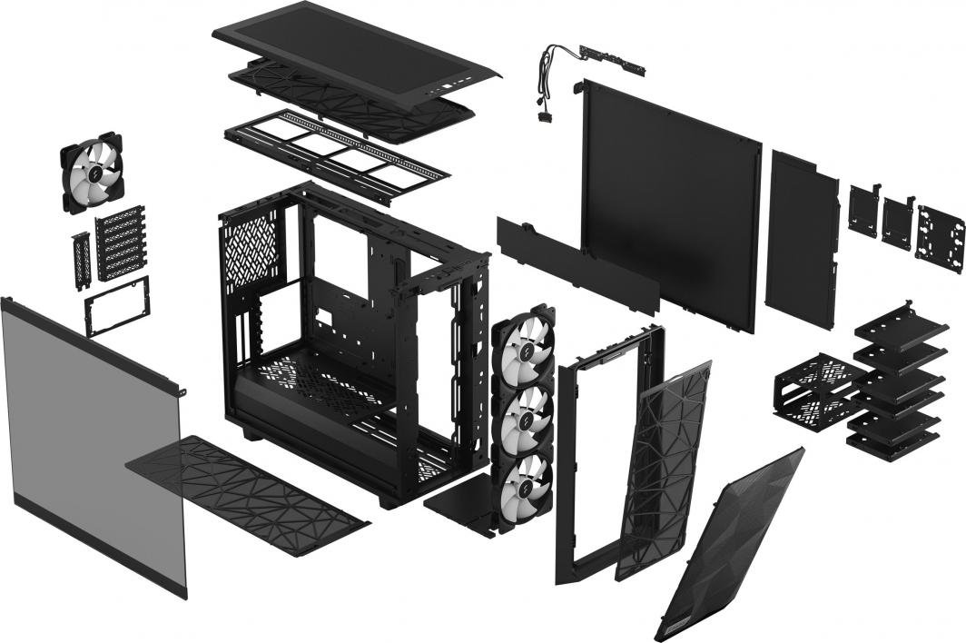 Fractal Design Meshify 2 RGB TG Light Tint Case, Midi Tower - Thumbnail 3