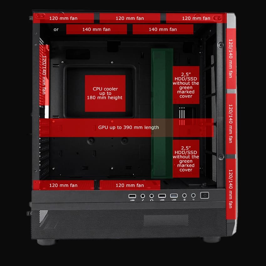 LC-900B-ON Midi-ATX Case, Black - Thumbnail 18