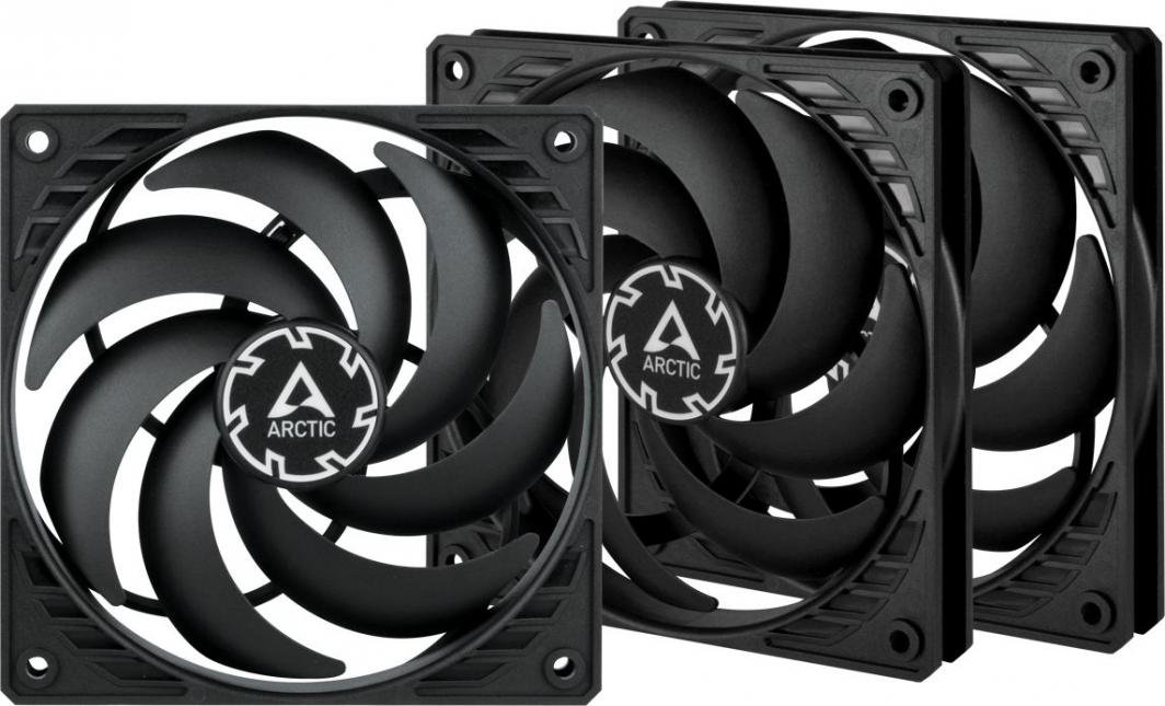 Arctic P12 Slim Fan, 3 Pieces, Black - Image 1