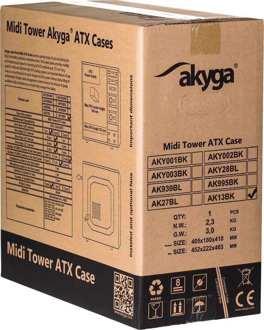 Akyga AK13BK Case, Midi Tower - Thumbnail 7