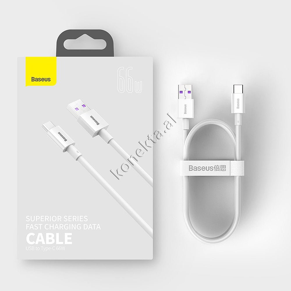 Baseus Superior Series Type-C Charging Cable, 66W, 1m, White - Thumbnail 15