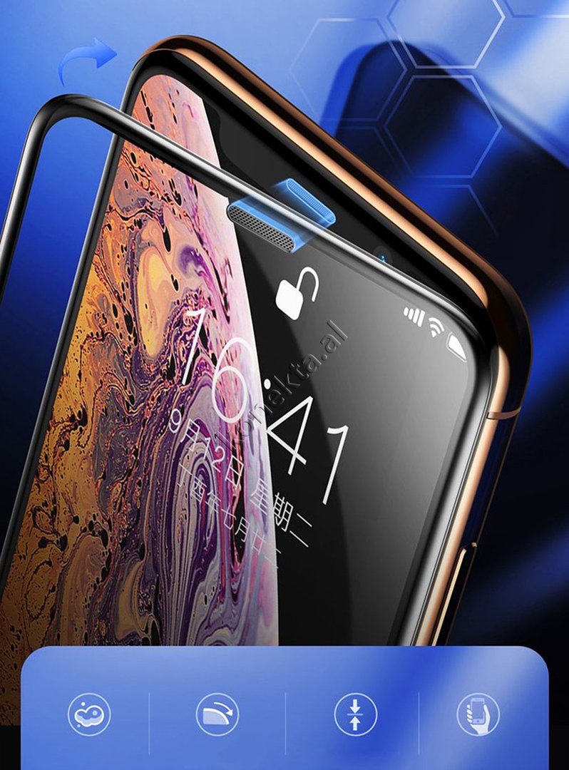 Baseus iPhone Xs Max Screen Protector, 6D, Two Pieces, Protective Mesh - Thumbnail 9