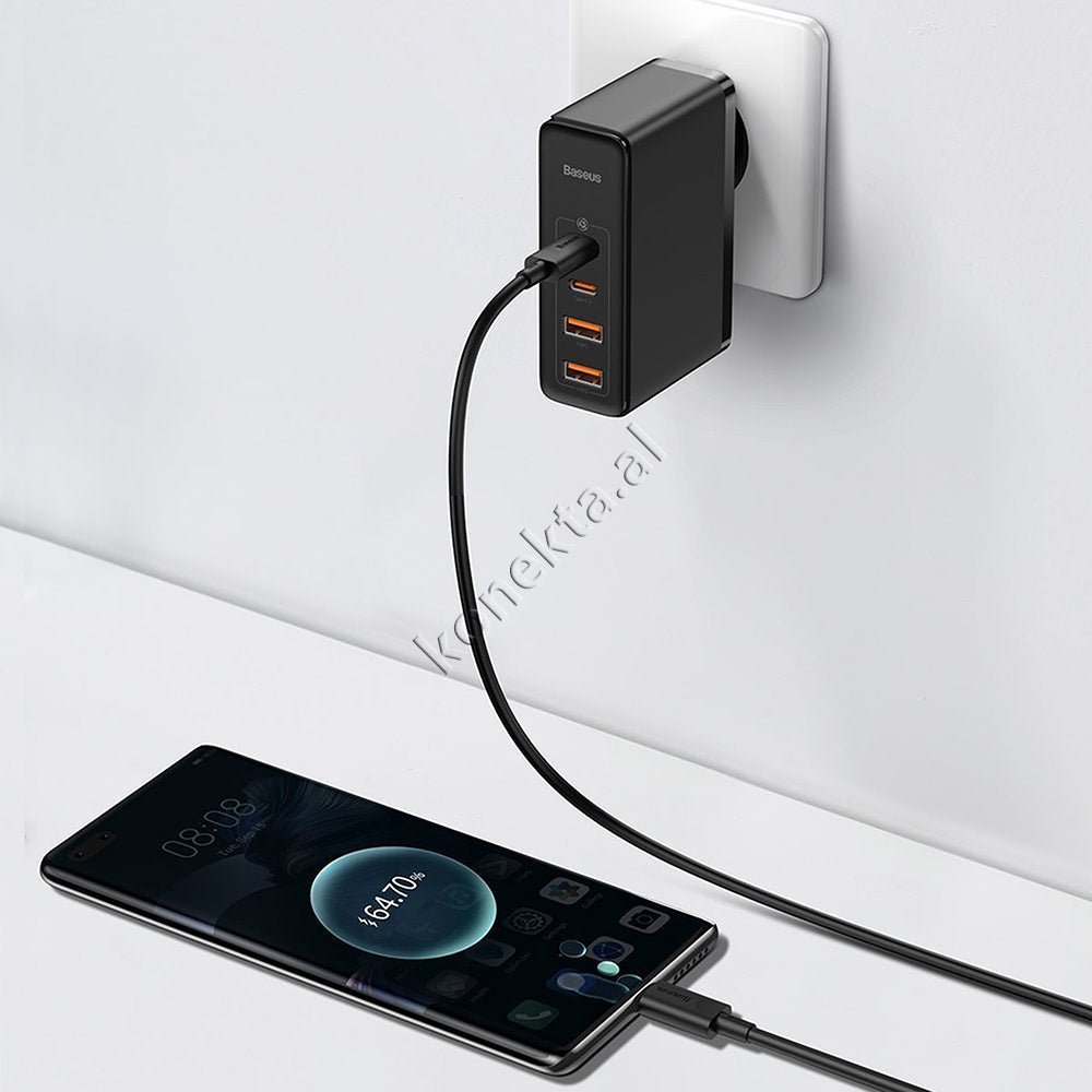 Baseus Charger, 4 Ports USB + Type-C, 100W, Black, with Type-C Cable - Thumbnail 2