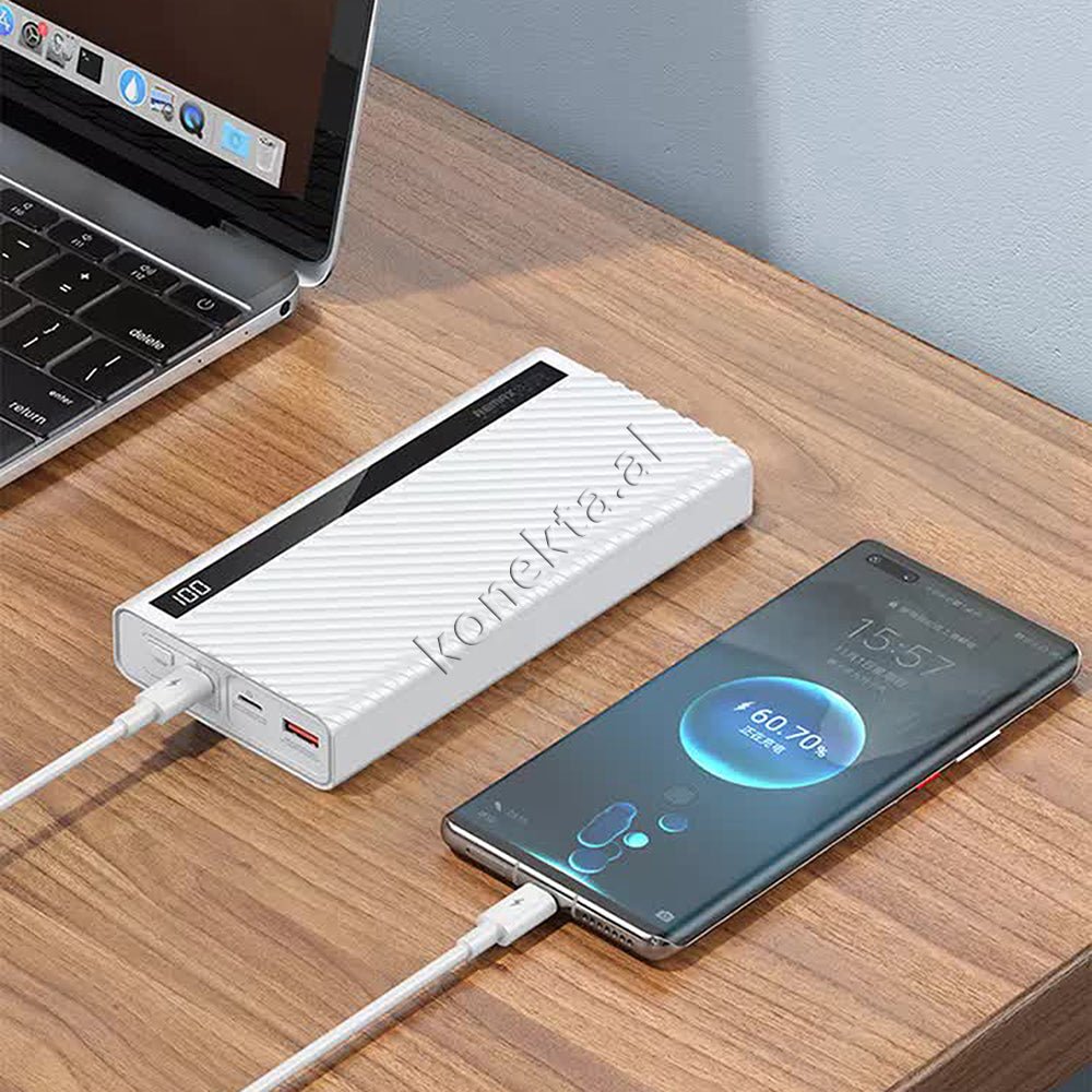 Remax 22500mAh Power Bank, 65W, 3 Ports, Black / White - Thumbnail 8