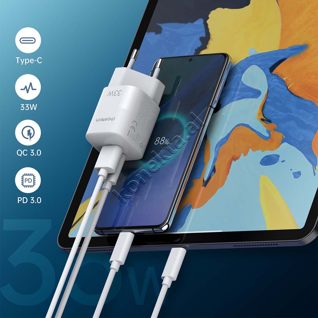 Choetech Fast Charge Adapter, White - Thumbnail 11