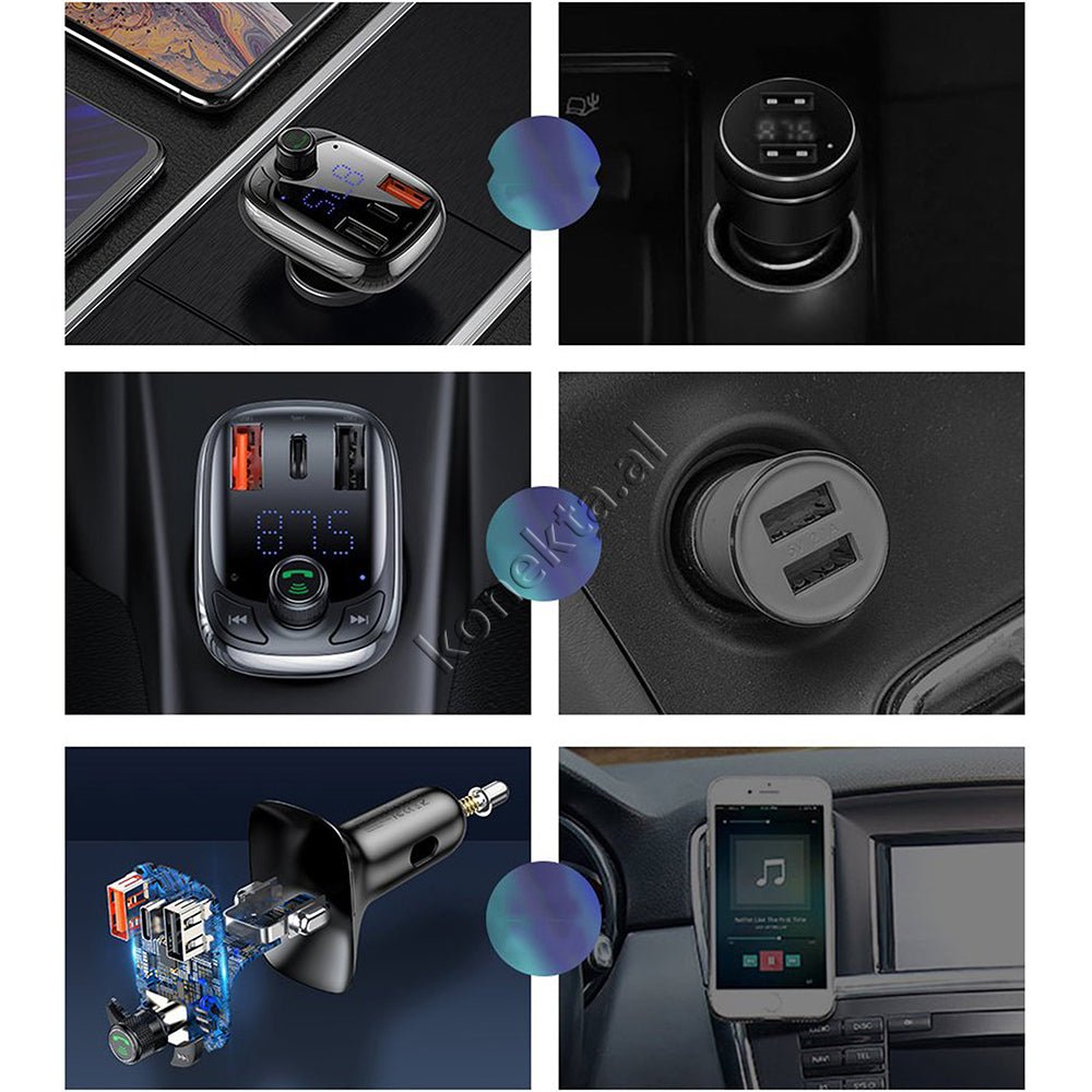 Baseus MP3 Car Charger, 36W, Bluetooth, Digital Panel - Thumbnail 10