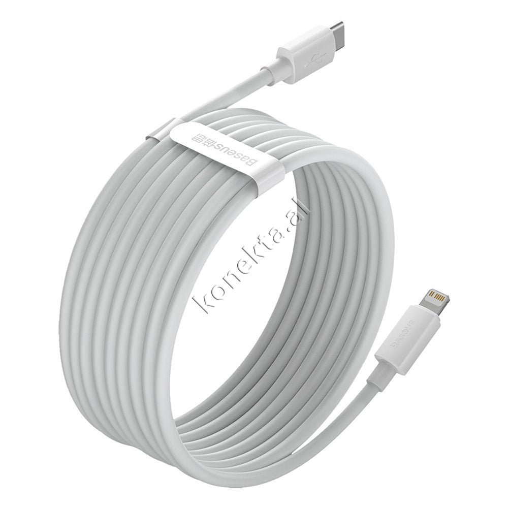 Baseus Charging Cable, 1.5m, Type-C to Lightning, Fast Charge 20W, White - Thumbnail 7