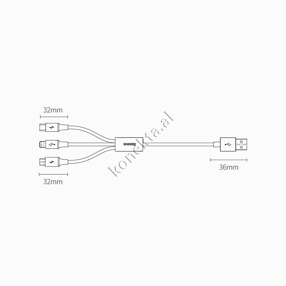 Baseus Kabell USB 3 Ne 1 Cable, Lightning, Micro & Type-C, 1.5m, White - Thumbnail 17