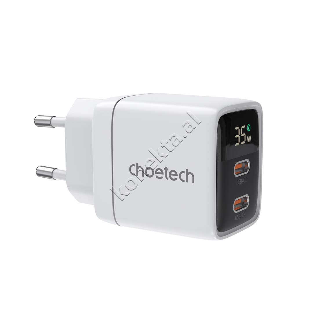 Choetech Adaptor Karikimi 35W Me 2 Porta Type-C Dhe Display - Image 1