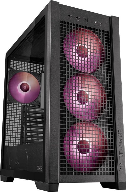 Asus TUF Gaming GT302 TG ARGB Case, Black, Midi Tower - Image 1