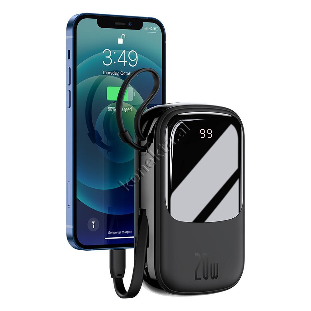 Baseus 20W 20000mAh Power Bank, Black, With 2 Ports and Lightning Cable - Thumbnail 4