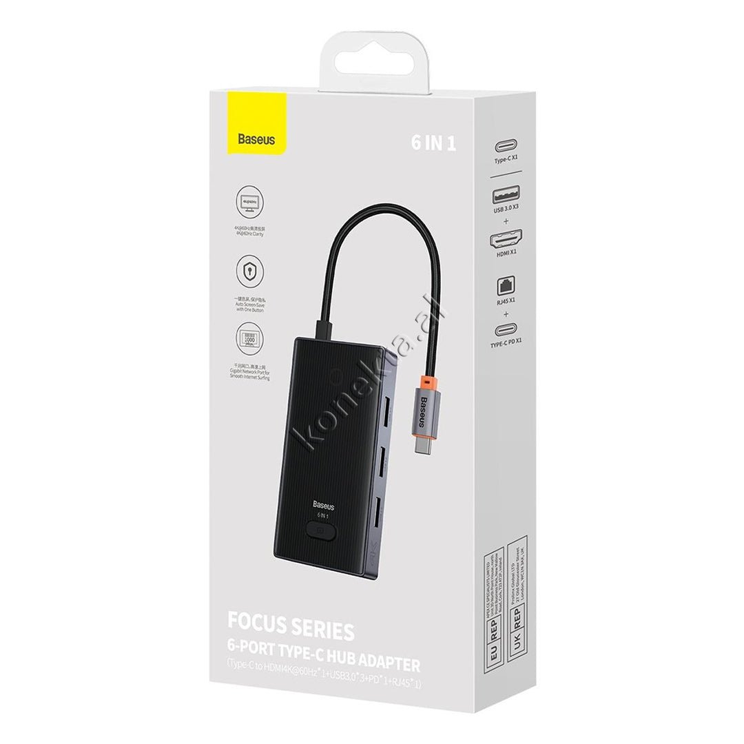 Baseus Type-C Adapter, 6 Ports, HDMI 4K@30Hz, RJ45 1000Mbps, USB 3.0, Type-C 100W - Thumbnail 8