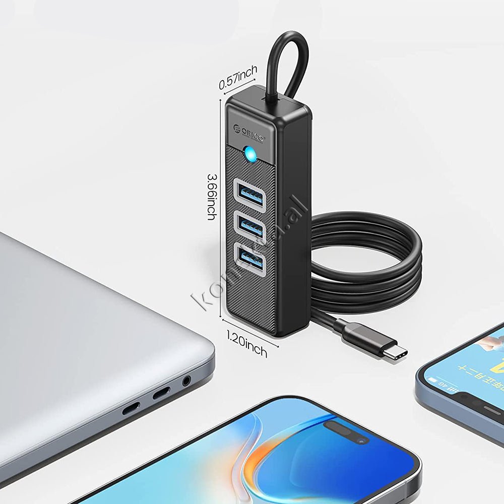 Orico USB Hub, 3 Porta USB3.0 dhe LAN, E zezë - Thumbnail 5