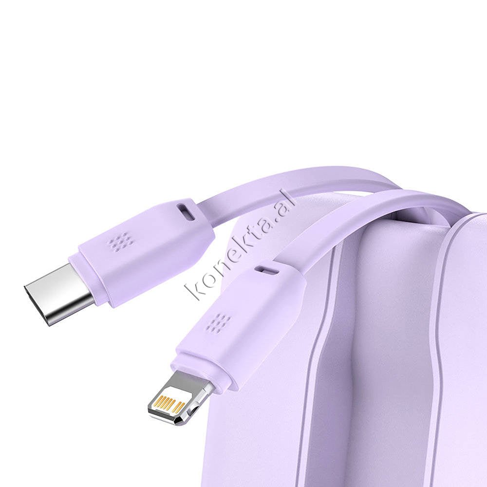 Baseus 22.5W 10000mAh External Battery, Purple, With 1 Port and Lightning & Type-C Cable - Thumbnail 5