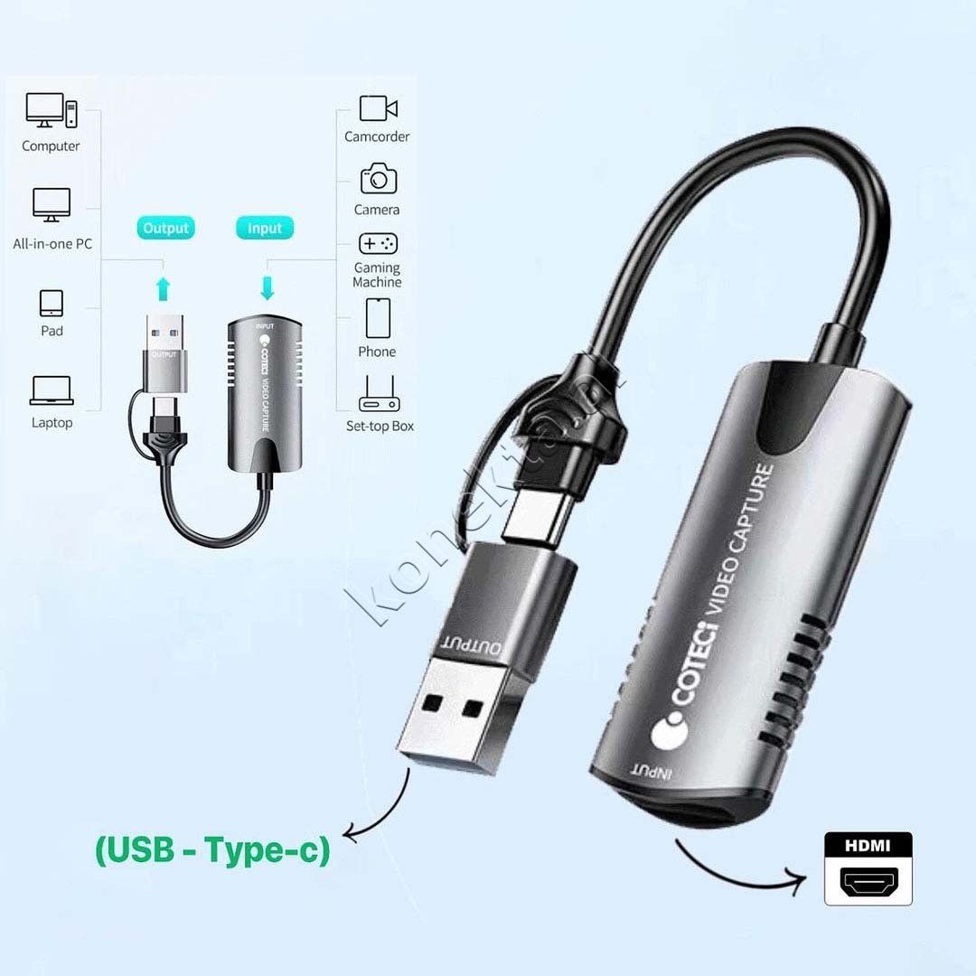 Coteci Adaptor Me Porte HDMI, Usb-A Dhe Usb-C Per Video - Thumbnail 5