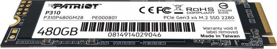 Patriot P310 SSD, 480GB, M.2 2280 PCI-E x4 Gen3 NVMe - Thumbnail 3