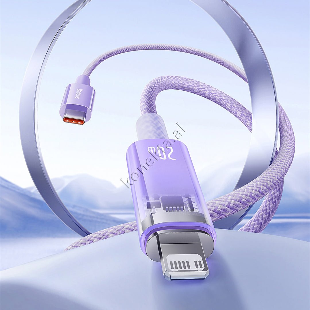 Baseus Type-C to Lightning Cable, 1m, Transparent, 20W - Image 1