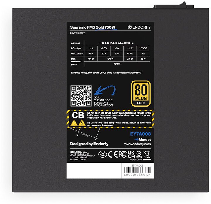 Endorfy Supremo FM5 Gold EY7A008 Power Supply, 750W - Thumbnail 6