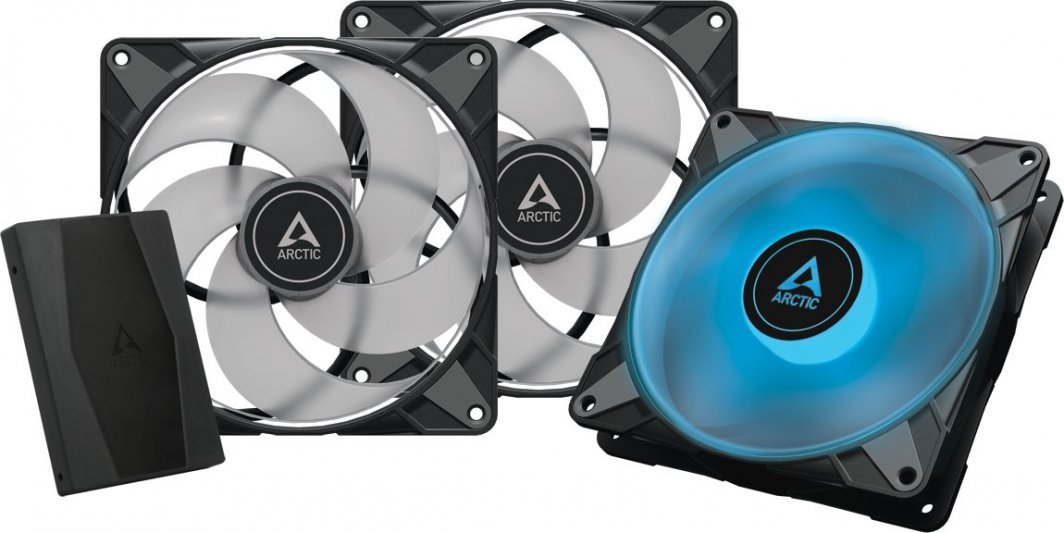 Arctic P14 PWM PST RGB 0dB Fan, 3 copë + Hub - Image 1