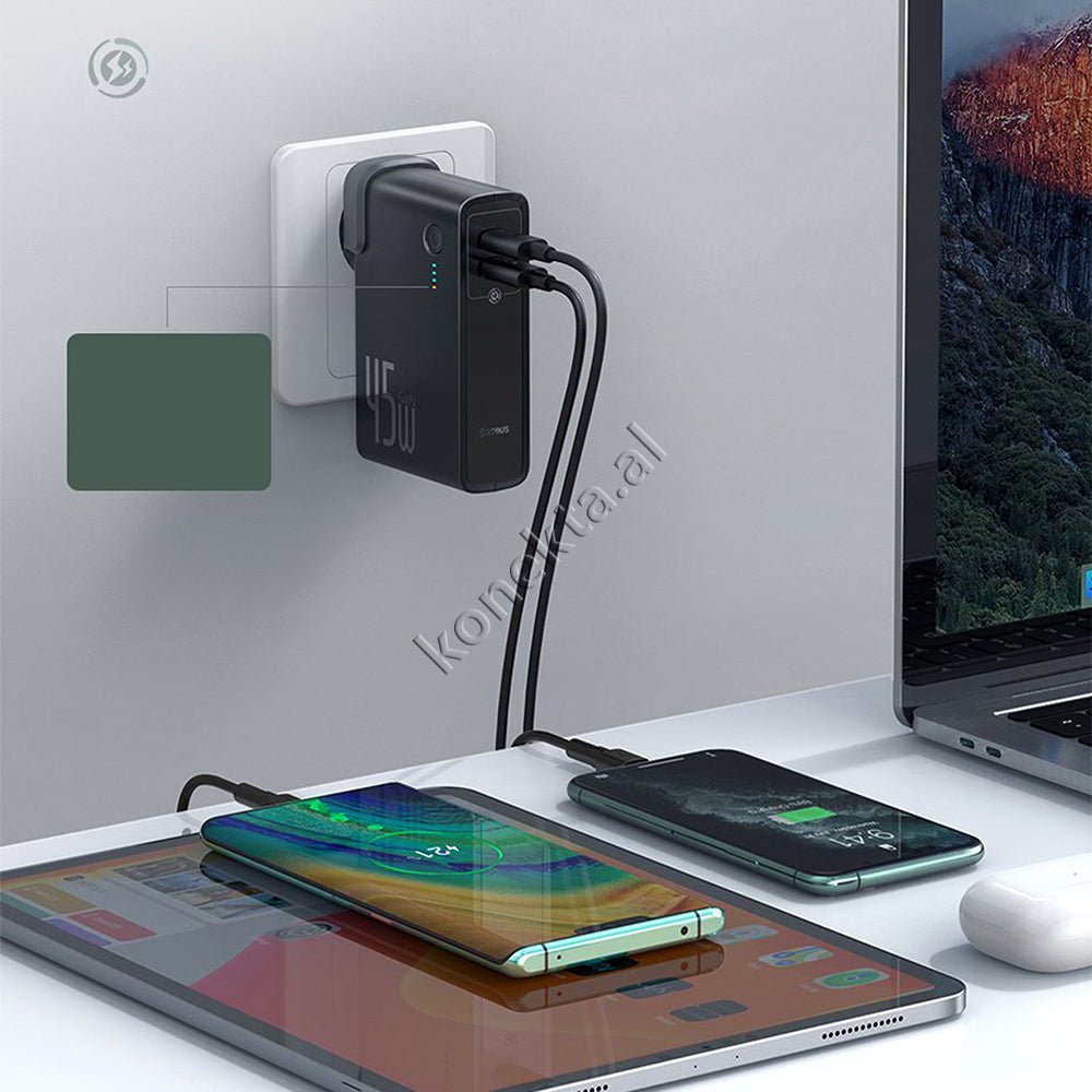 Baseus 2 in 1 Charger and Power Bank, 45W, 10000mAh, Black - Thumbnail 8