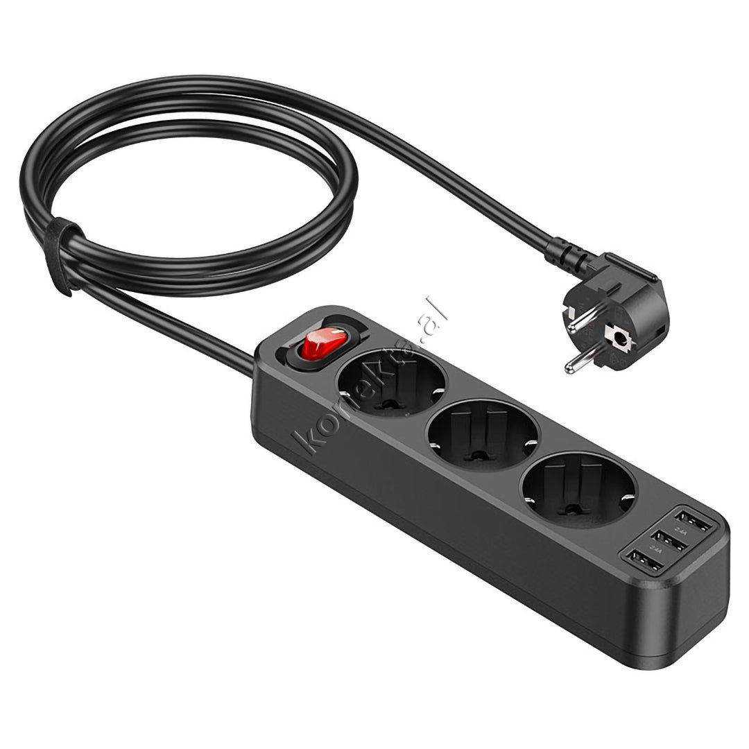 XO Multiprize Power Strip 3 Vendeshe 4000W Me 3 Porta USB 2.4A - Image 1