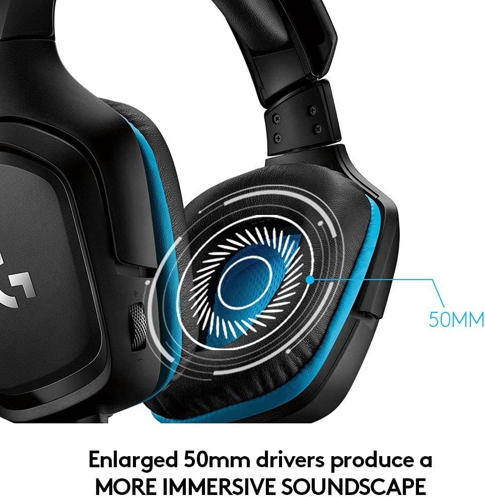 Logitech G432 Gaming Headset, Black/Blue - Thumbnail 5