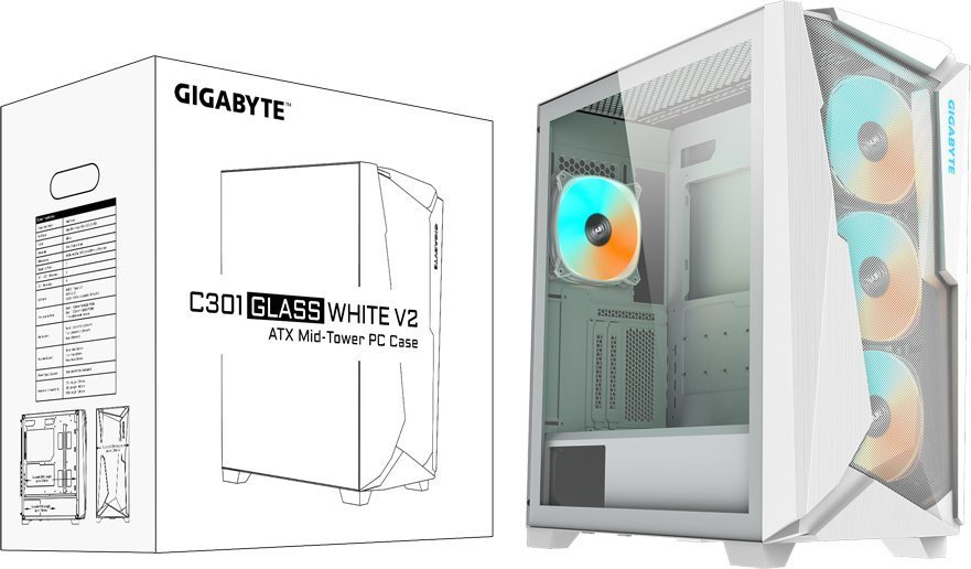 Gigabyte C301 Case Glass White V2, Midi Tower - Thumbnail 8