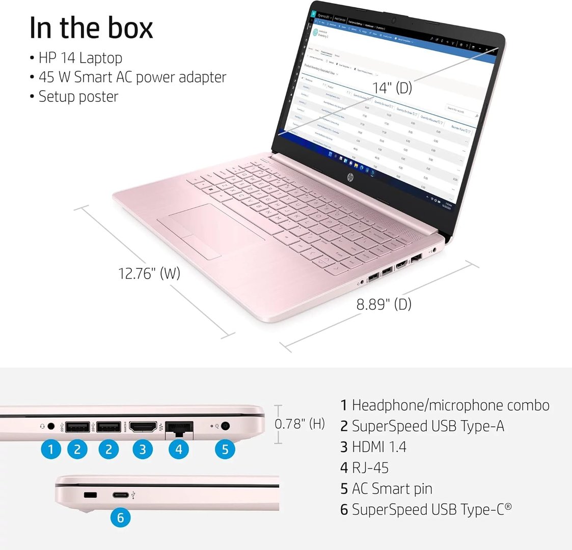 HP 14-CF2112WM Laptop, 14.1 Inch, 16GB RAM, 64GB Storage - Thumbnail 2