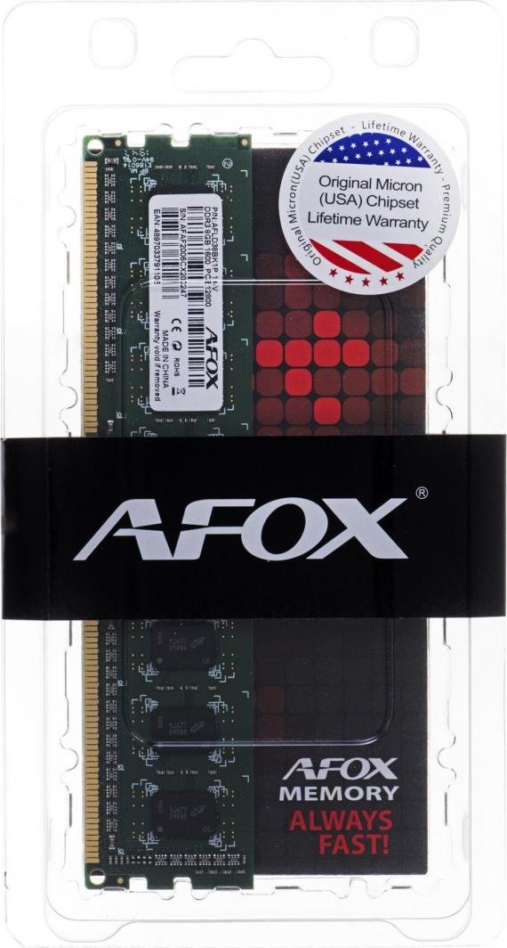 AFOX DDR3L Memory, 8 GB, 1600 MHz, CL11, AFLD38BK1L - Thumbnail 2
