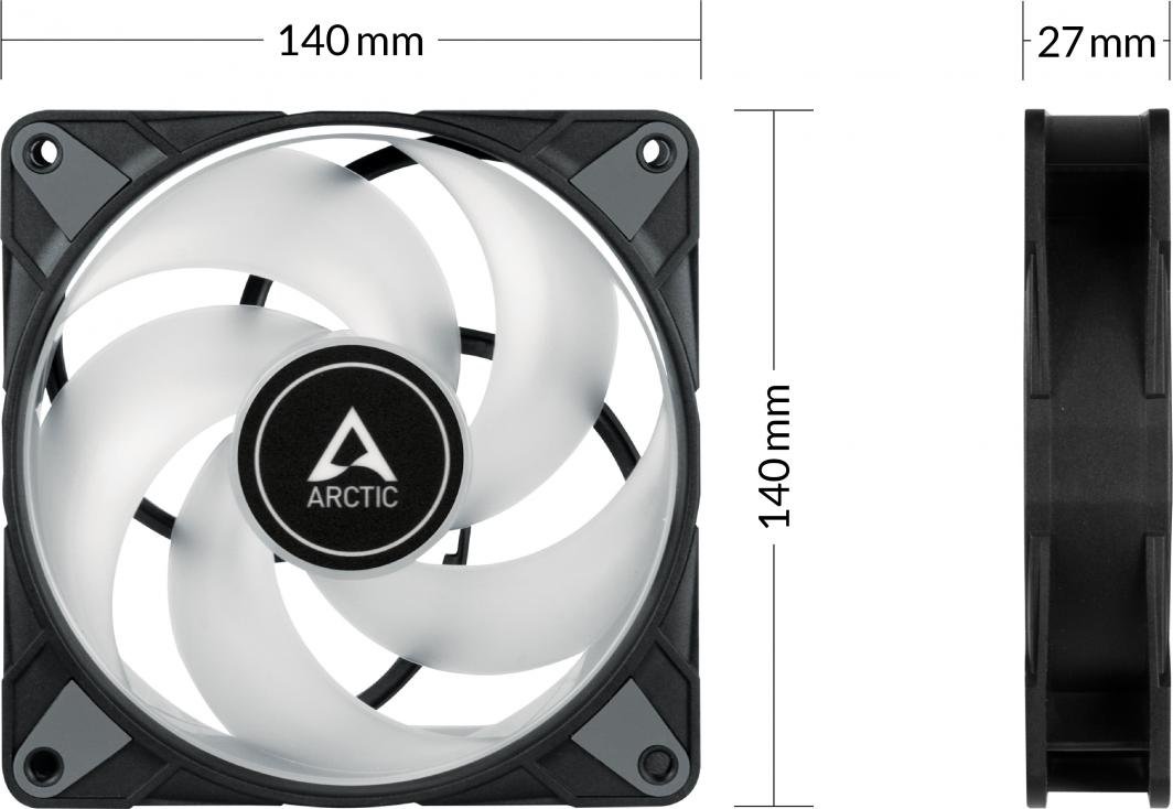 Arctic P14 PWM PST A-RGB 0dB Cooler, 140 mm - Thumbnail 4