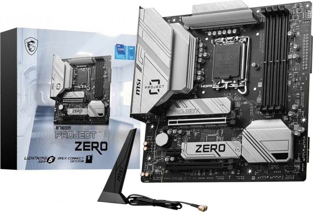 MSI B760M PROJECT ZERO Motherboard, White/Silver - Image 1