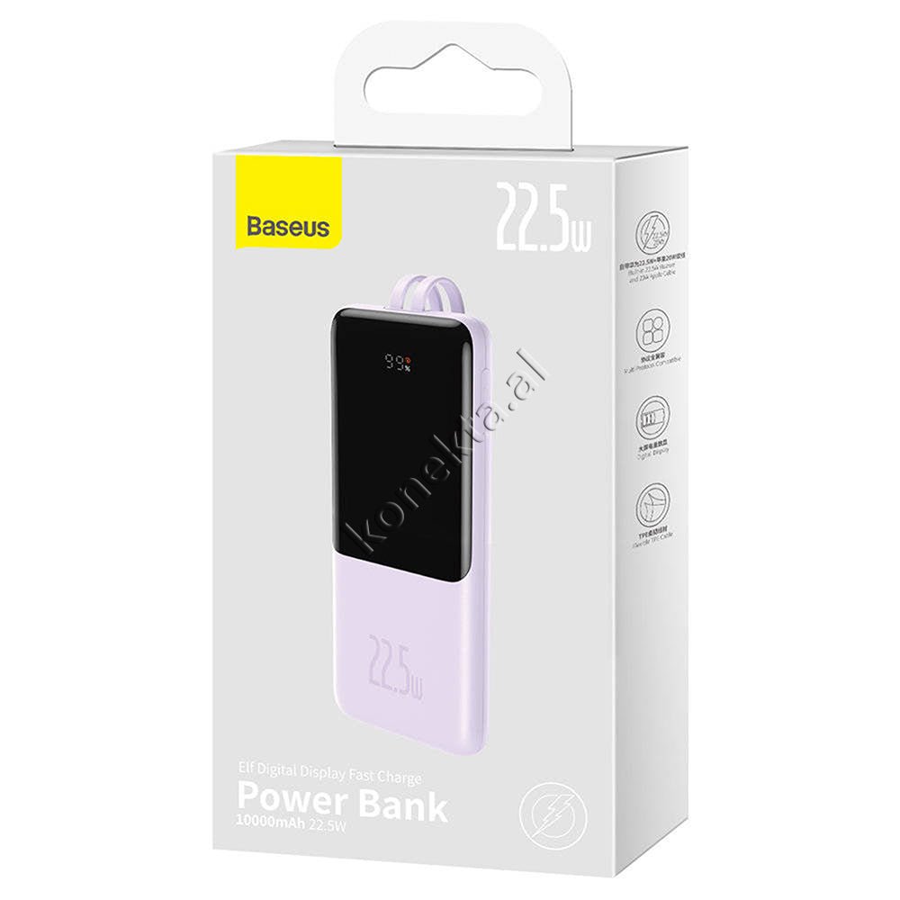 Baseus 22.5W 10000mAh External Battery, Purple, With 1 Port and Lightning & Type-C Cable - Thumbnail 2