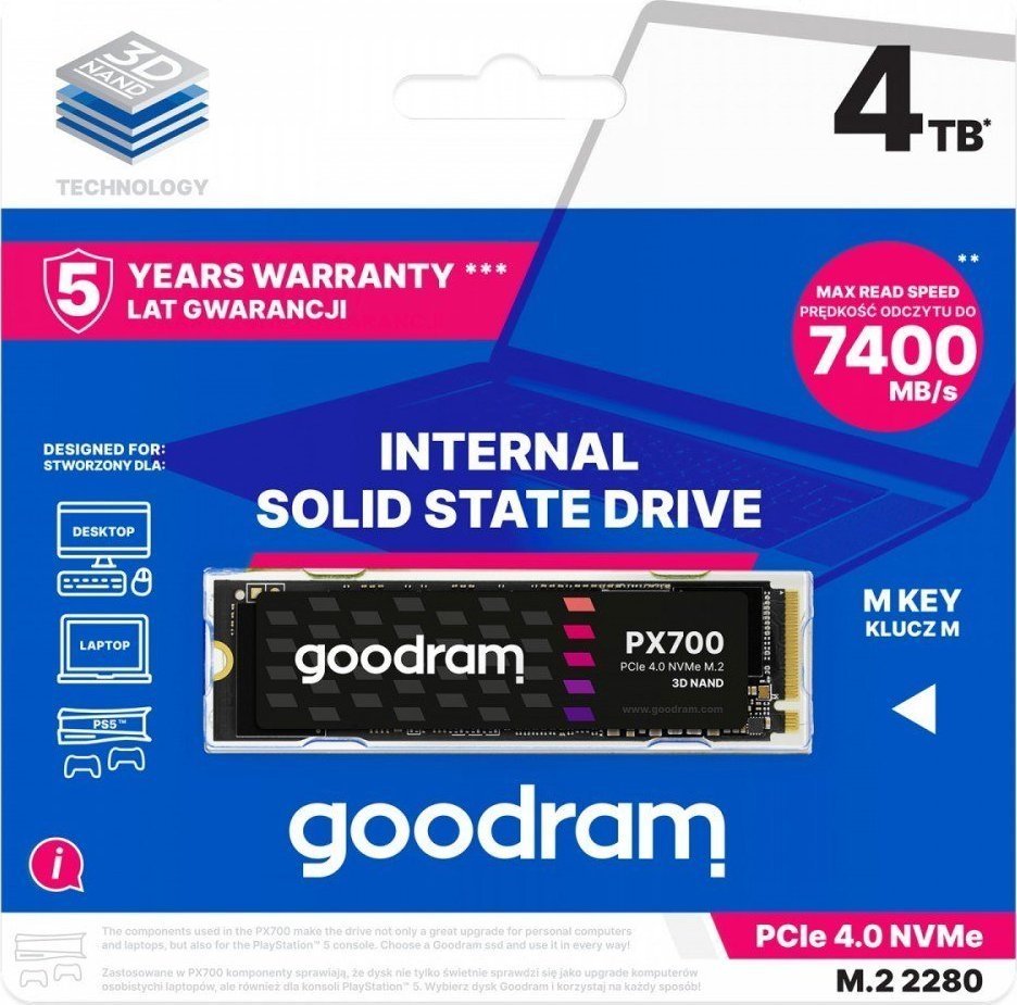 GoodRam PX700 SSD, 4TB, M.2 2280 PCI-E x4 Gen4 NVMe - Thumbnail 2