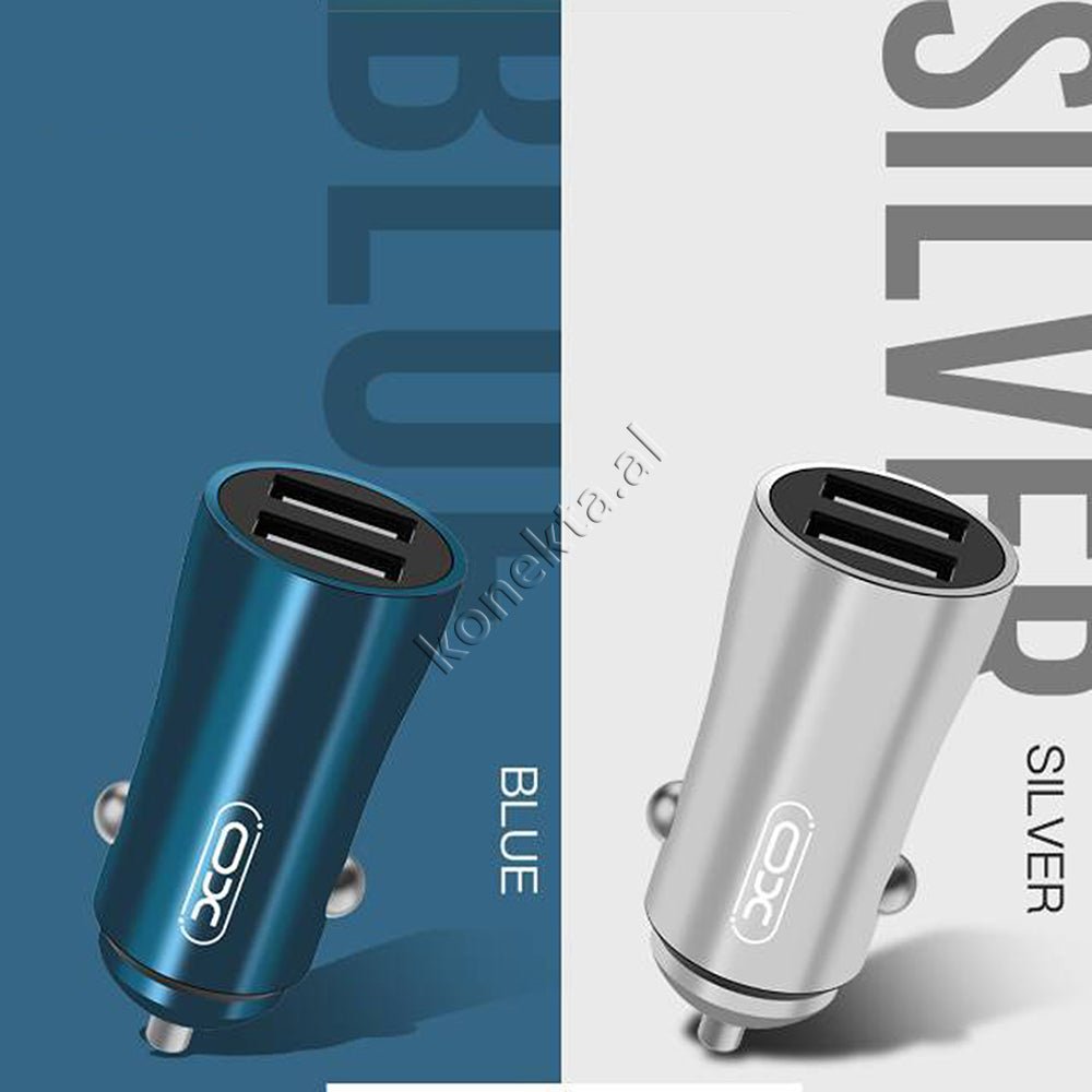 XO Adaptor Karikimi Per Makine Me Dy Porta USB Fast Charge, Silver / Blue - Image 1