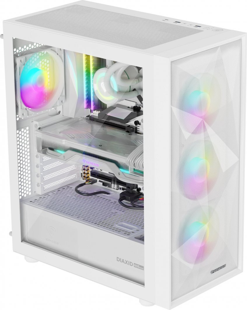 Genesis Diaxid 605 ARGB Case, White, Midi Tower - Thumbnail 5