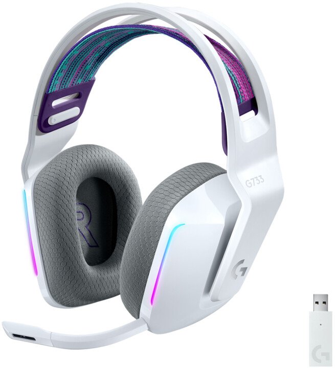Logitech G733 Lightspeed Headphones, White - Image 1