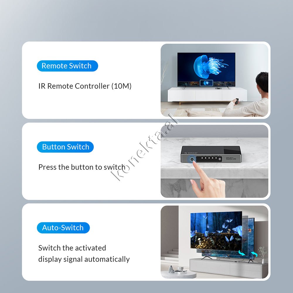 Orico HDMI Switch, 5 Porta, Grise - Thumbnail 10