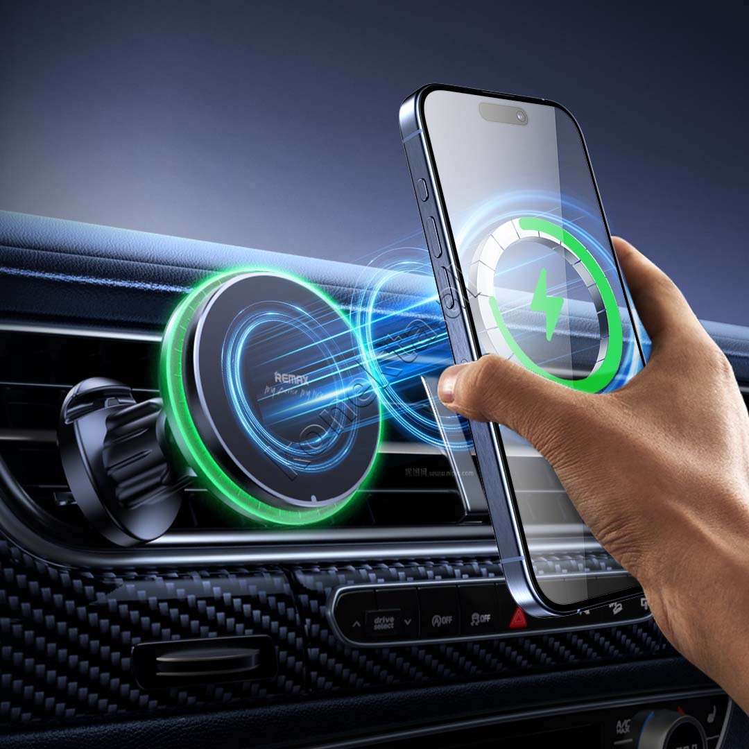Remax Wireless Charger and Car Phone Holder, Black - Thumbnail 3